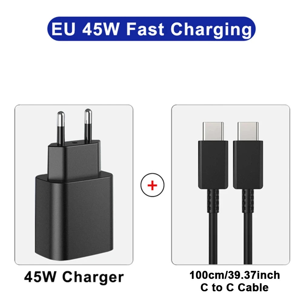 45W PD Super fast charge for S22 S23 Ultra Note 10+ 5G USB C Mobile Phone Type C US/EU/UK Fast Quick Charging Wall Adapter