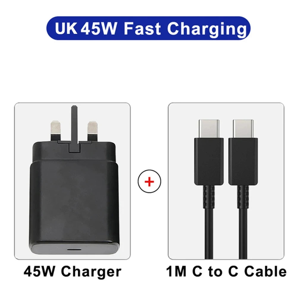 45W PD Super fast charge for S22 S23 Ultra Note 10+ 5G USB C Mobile Phone Type C US/EU/UK Fast Quick Charging Wall Adapter