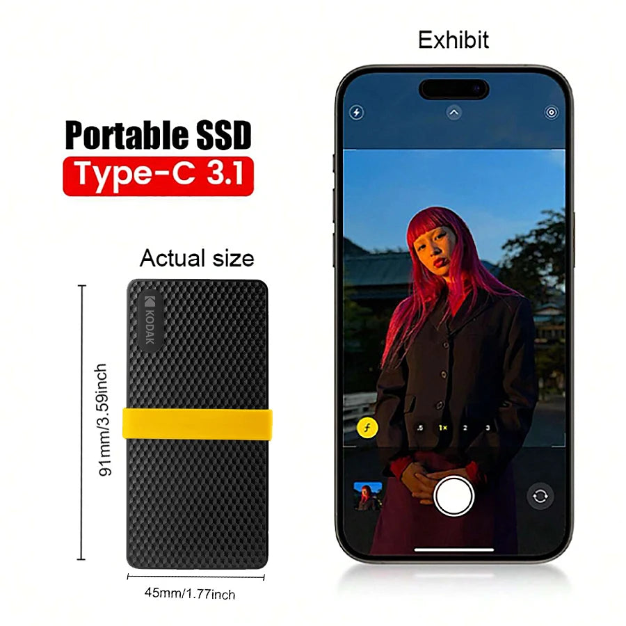 Kodak External SSD X200 1TB Portable Solid State Drive USB 3.1 Type C Hard Disk 512GB 256GB Mini Flash for PS4 Laptop Macbook PC