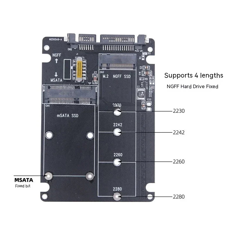 Sata 60gbps M.2 solid-state SSD to sata3 external hard drive box ngff msata to serial port adapter card dual-use two-in-one