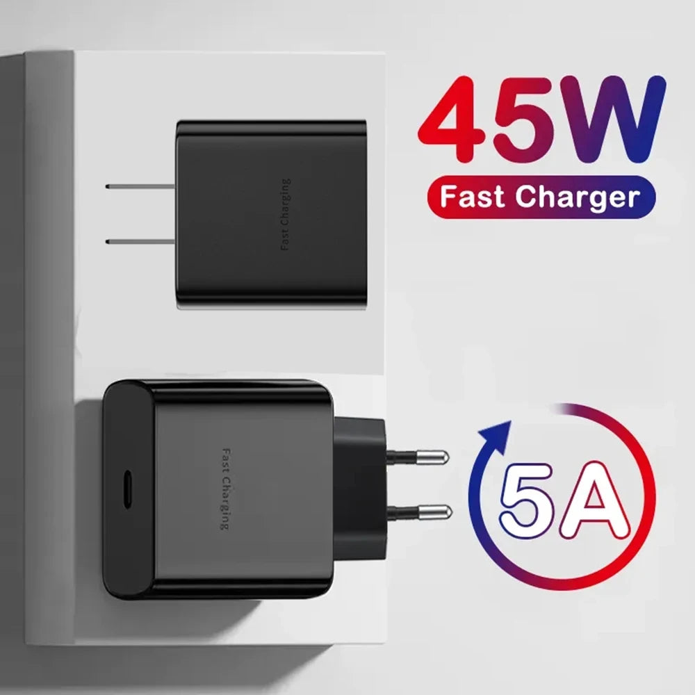 45W PD Super fast charge for S22 S23 Ultra Note 10+ 5G USB C Mobile Phone Type C US/EU/UK Fast Quick Charging Wall Adapter