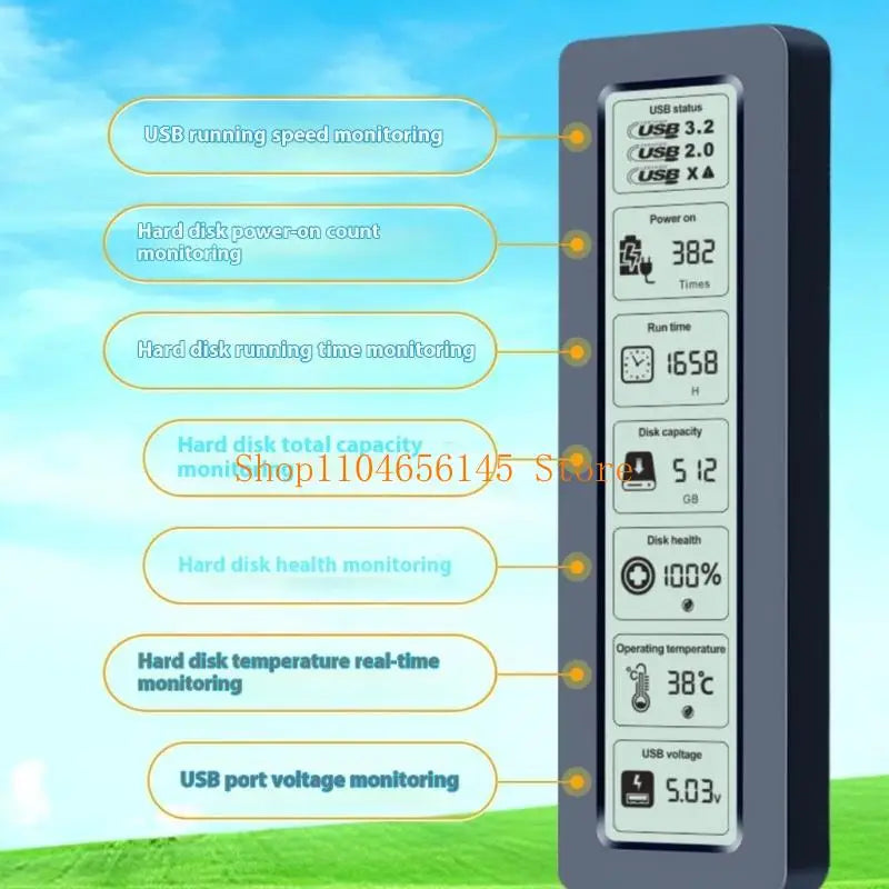 5asd Externals SSDs Enclosure Aluminum Cooling System Builts In Screen For Disk Health Temperature Monitoring USB 3.1 Support