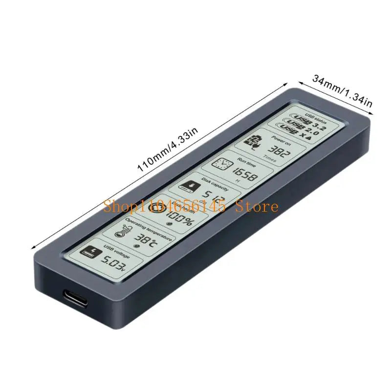 5asd Externals SSDs Enclosure Aluminum Cooling System Builts In Screen For Disk Health Temperature Monitoring USB 3.1 Support
