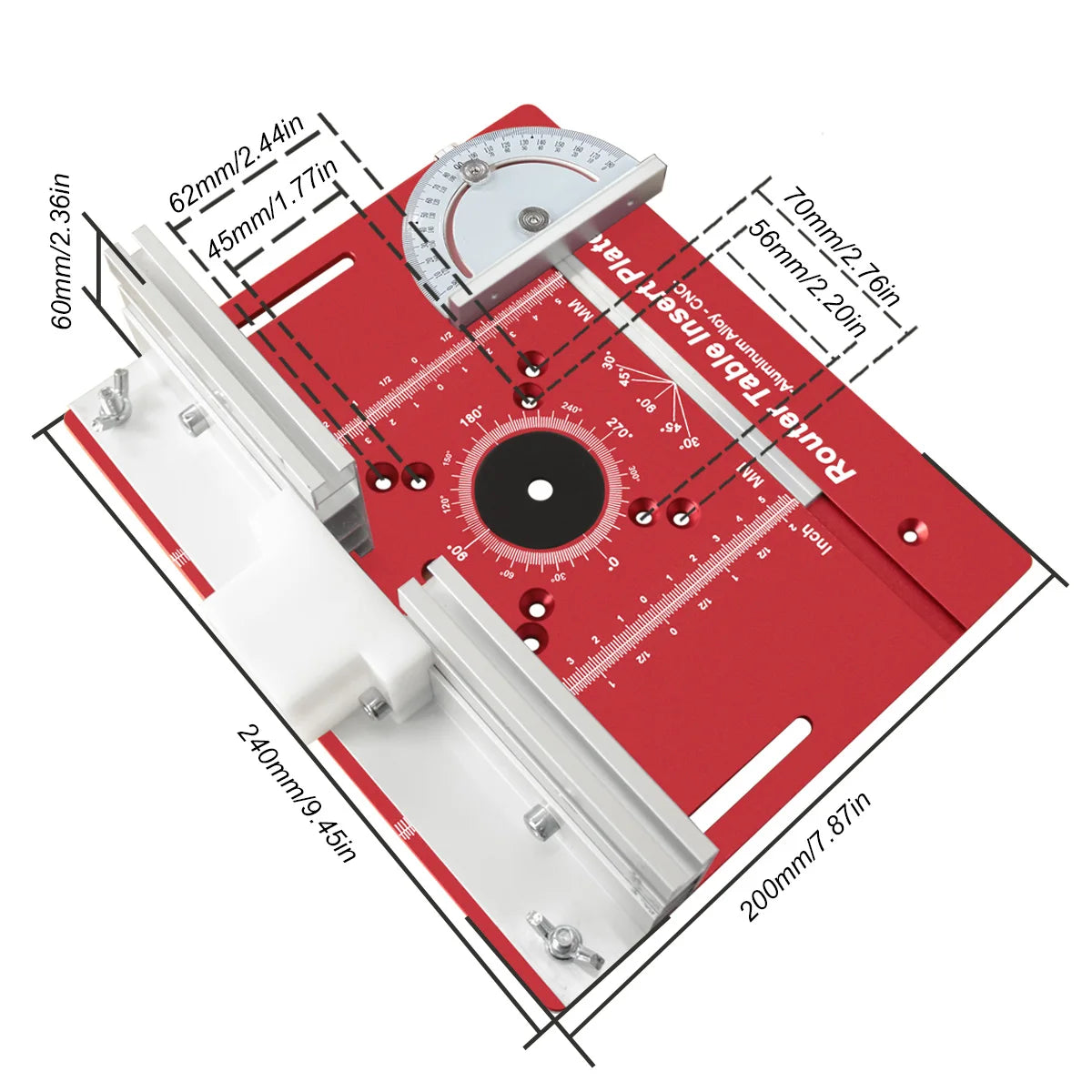 Aluminium Router Table Insert Plate with Miter Gauge Guide Multifunctional Trimming Engraving Table Woodworking Diy Hand Tools