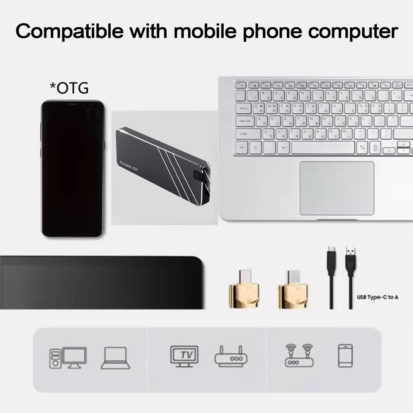 Type-C SSD 1TB External Storage Drive External Expansion High-Speed Transmission Back up Hard Drive for PC Desktop Laptop Phones