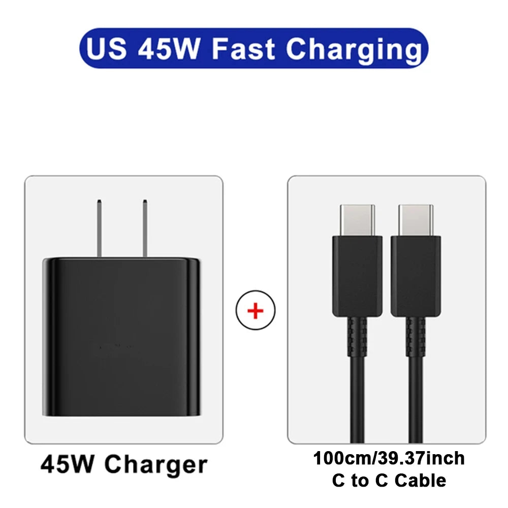 45W PD Super fast charge for S22 S23 Ultra Note 10+ 5G USB C Mobile Phone Type C US/EU/UK Fast Quick Charging Wall Adapter