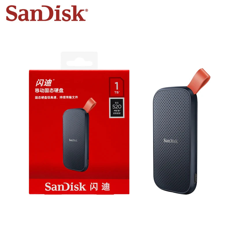 USB 3.2 Portable SSD Hard Drive SanDisk External Solid State Drive E30 1TB 2TB Max 800Mb/s Hard Disk for Laptop and Desktop