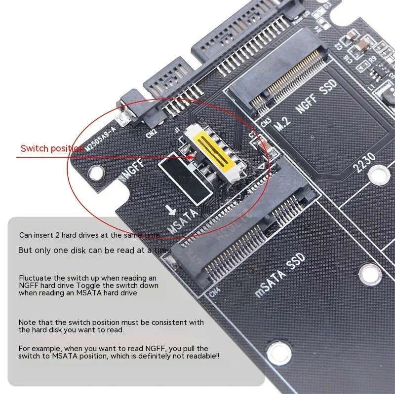 Sata 60gbps M.2 solid-state SSD to sata3 external hard drive box ngff msata to serial port adapter card dual-use two-in-one