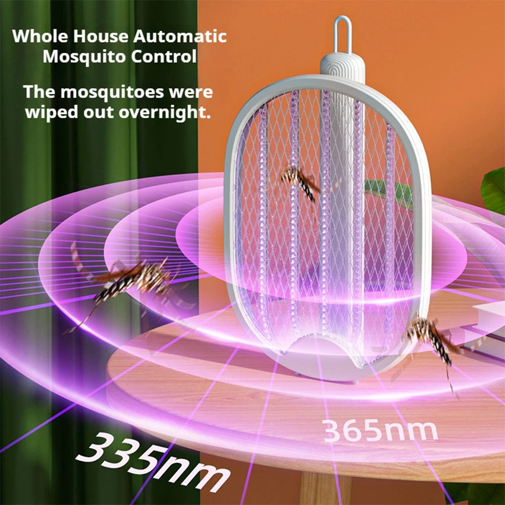 USB Rechargeable Foldable Mosquito Swatter Fly Killer with UV Light Bug Zapper Wall Mounted Insect Trap for Home Office Outdoor