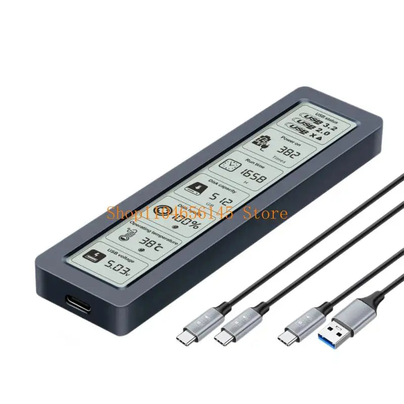 5asd Externals SSDs Enclosure Aluminum Cooling System Builts In Screen For Disk Health Temperature Monitoring USB 3.1 Support