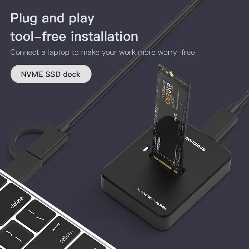 Blueendless External SSD Hard Disk M.2 ssd Enclosure 10G Online Reading Writing Speed SSD Case For M.2 SSD Docking Station