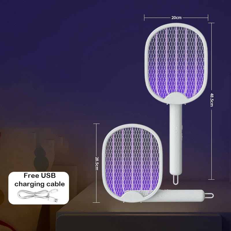 USB Rechargeable Foldable Mosquito Swatter Fly Killer with UV Light Bug Zapper Wall Mounted Insect Trap for Home Office Outdoor