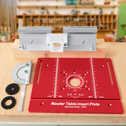 Aluminium Router Table Insert Plate with Miter Gauge Guide Multifunctional Trimming Engraving Table Woodworking Diy Hand Tools