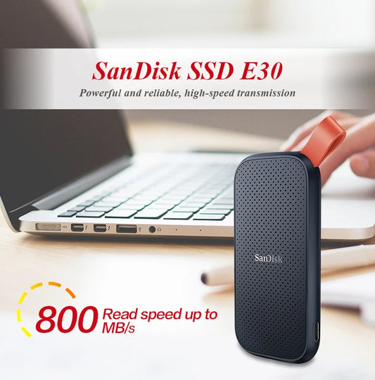 USB 3.2 Portable SSD Hard Drive SanDisk External Solid State Drive E30 1TB 2TB Max 800Mb/s Hard Disk for Laptop and Desktop